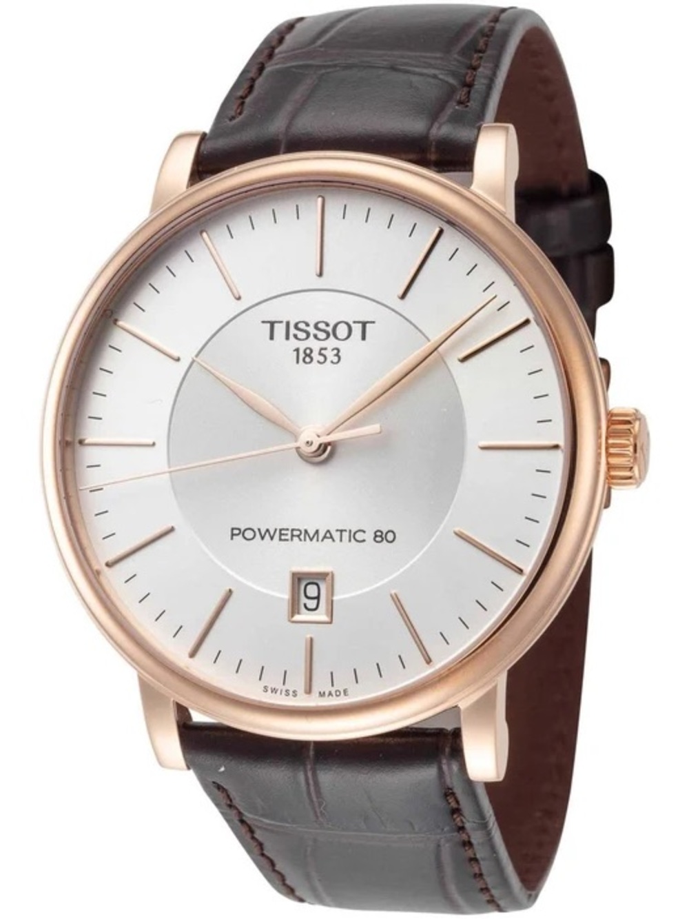 Tissot Men's Brown Leather Bracelet Watch 40mm Rose Gold Tone Case